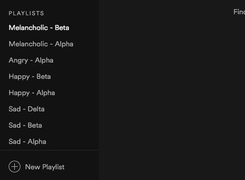 Using moods to label my playlists in Spotify.